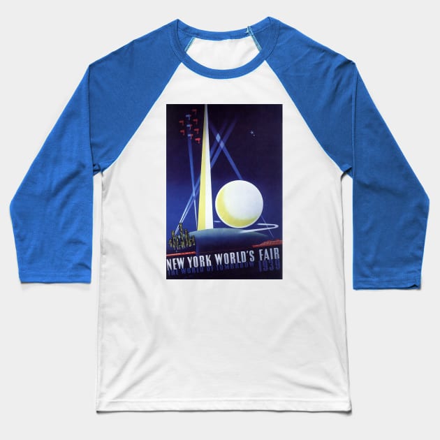 New York World's Fair Travel Poster from 1939 Baseball T-Shirt by MasterpieceCafe